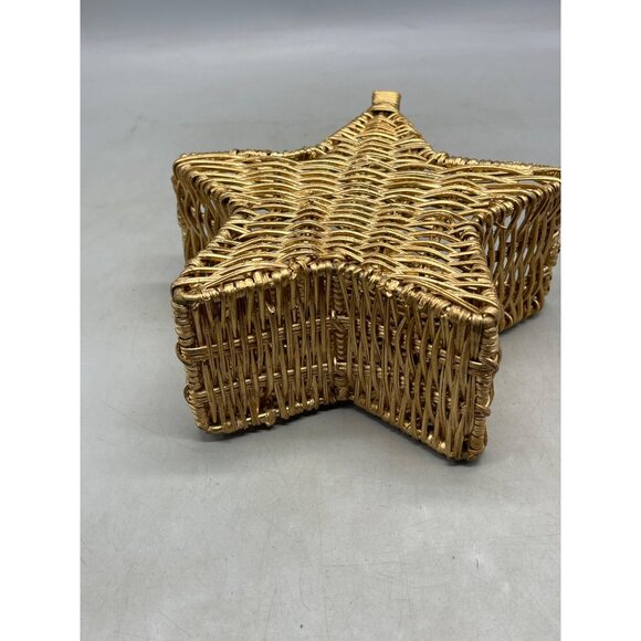 Christmas star weaved wicker gold basket decoration 8x9" storage organizer READ - Picture 6 of 6